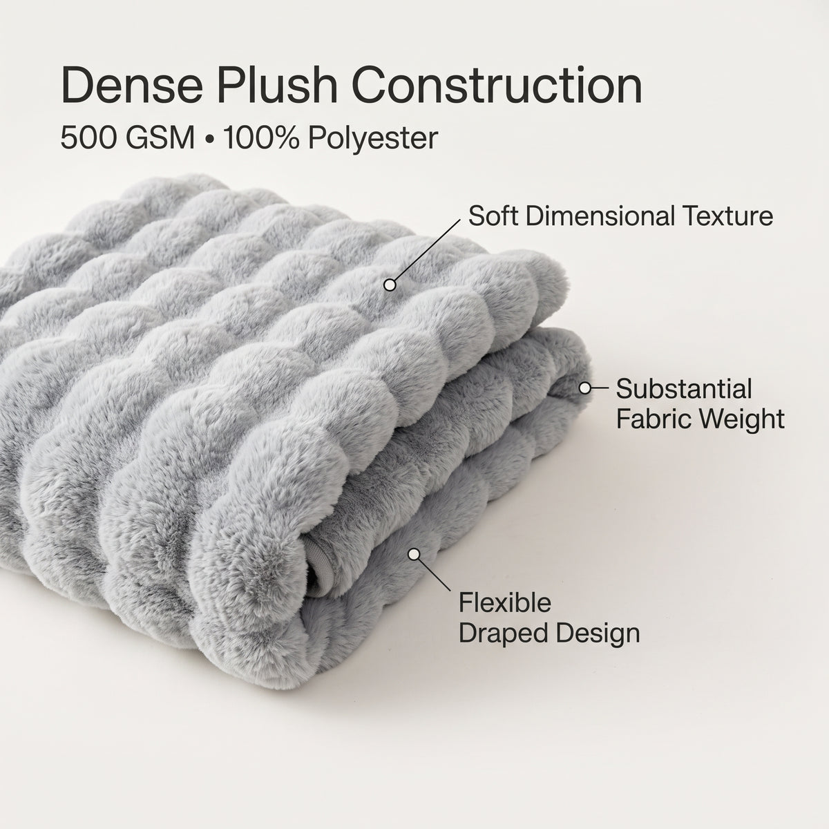 500 GSM Faux Rabbit Plush Sofa Cover Throw Blanket