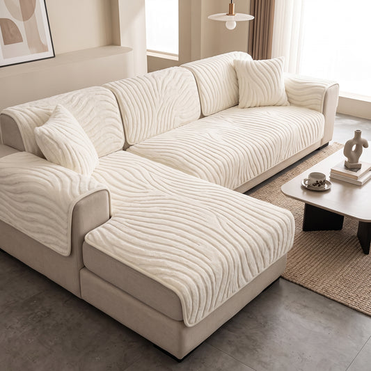 500 GSM Ribbed Plush Non-Slip Modular Sofa Seat Cover