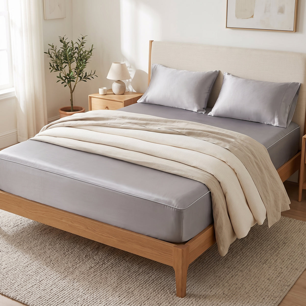 6-Sided Satin Zipper Mattress Encasement with Deep Pocket Fit
