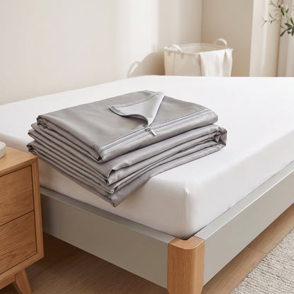 6-Sided Satin Zipper Mattress Encasement with Deep Pocket Fit
