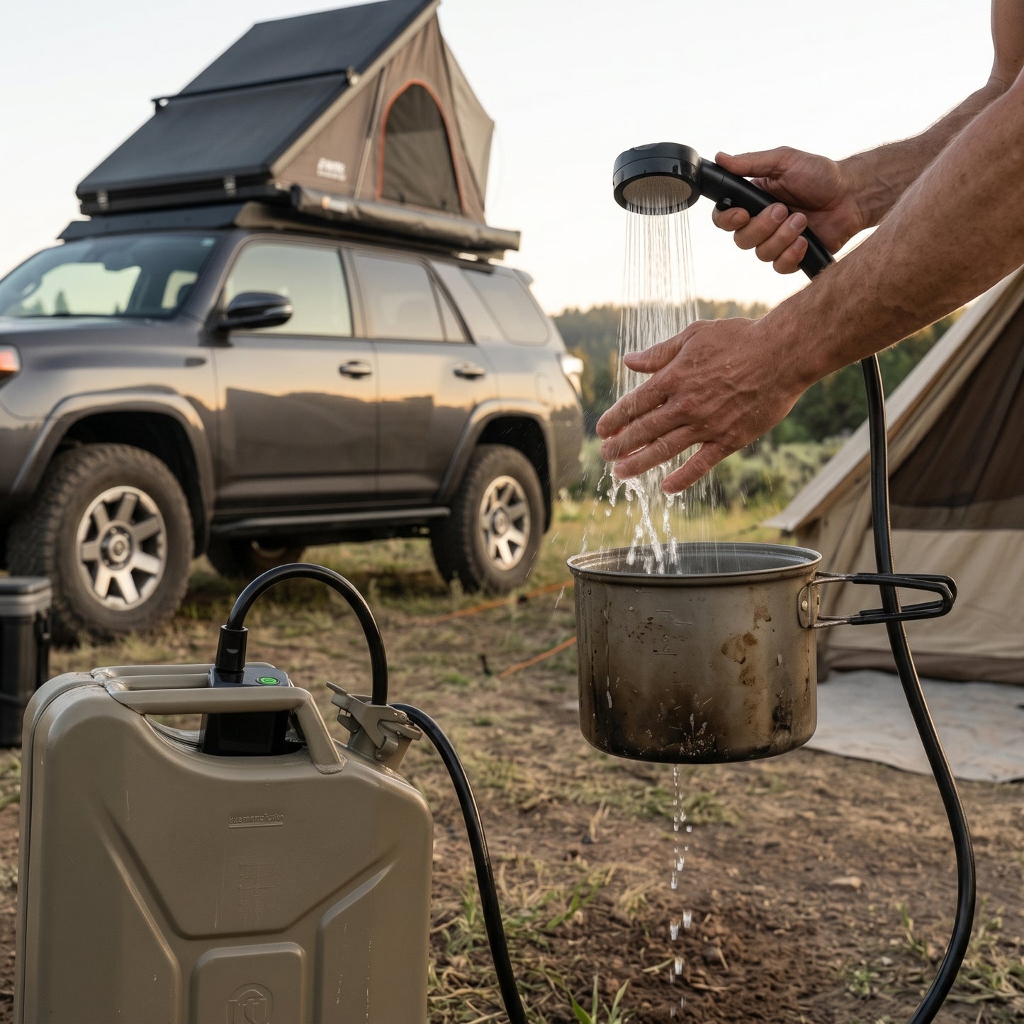 6000mAh Rechargeable Camping Shower with LED Temperature Display