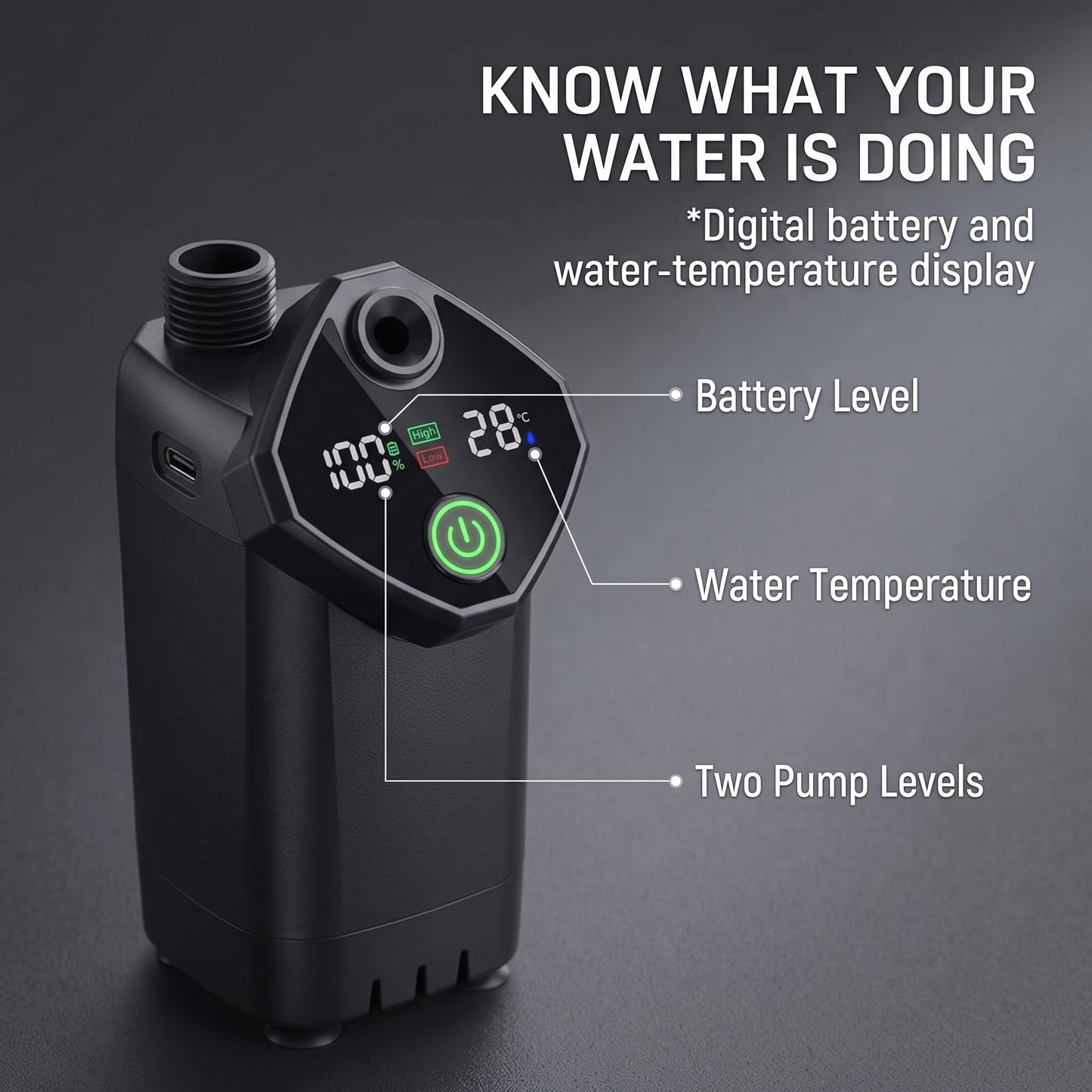 6000mAh Rechargeable Camping Shower with LED Temperature Display