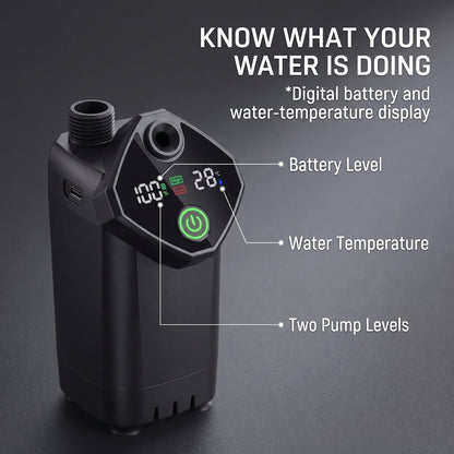 6000mAh Rechargeable Camping Shower with LED Temperature Display