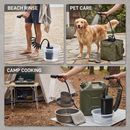6000mAh Rechargeable Camping Shower with LED Temperature Display