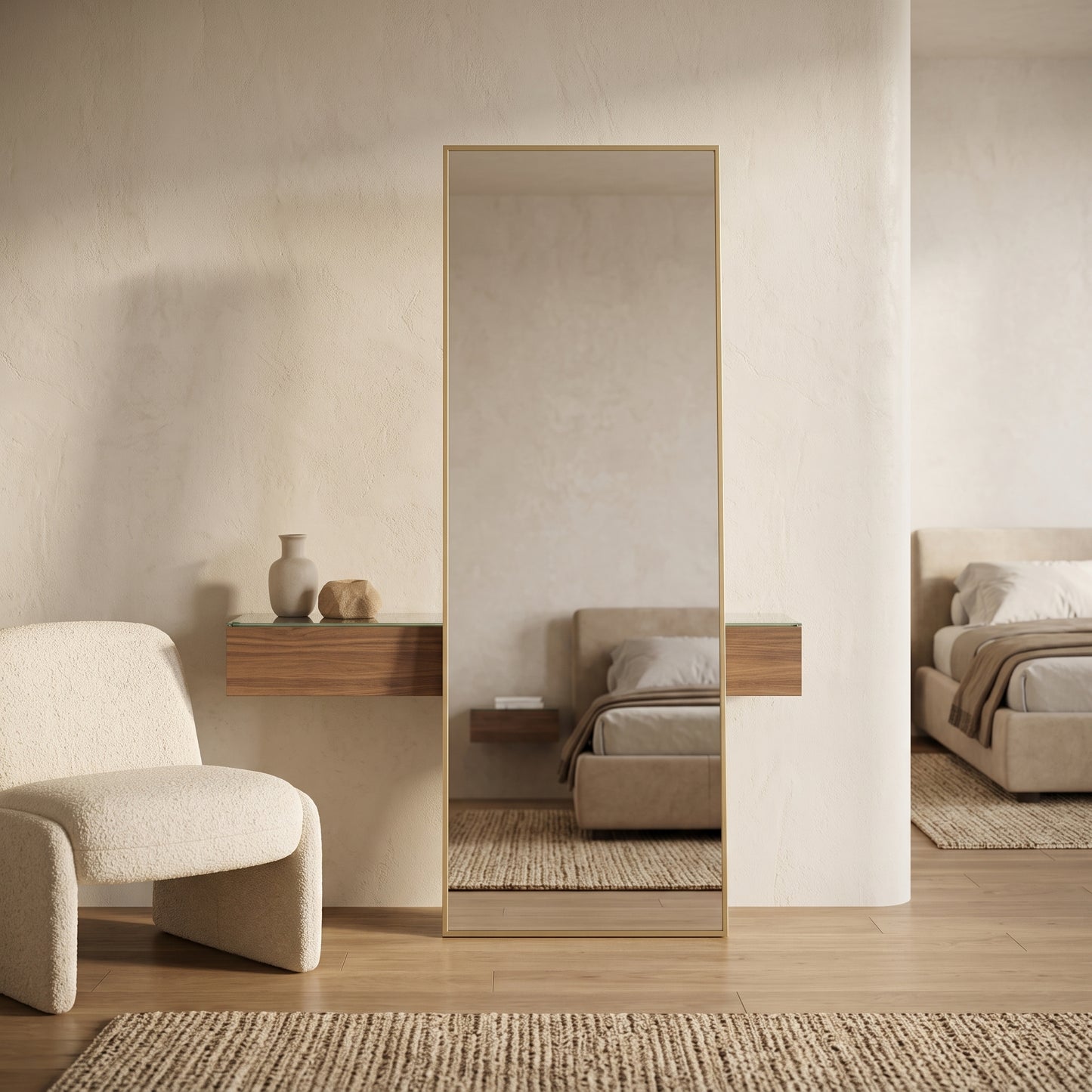 64" Full Length Aluminum Frame Floor & Wall Mirror