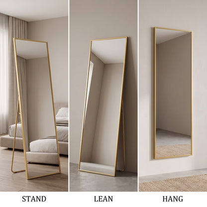 64" Full Length Aluminum Frame Floor & Wall Mirror