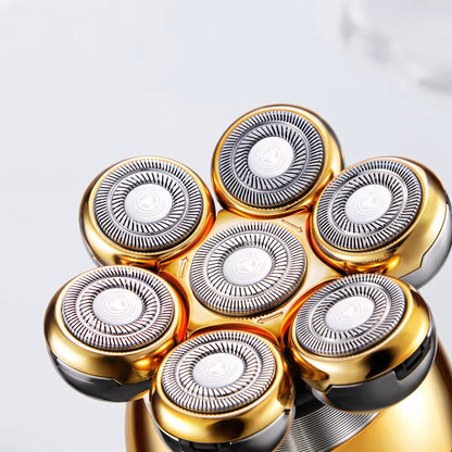 7-Head Rotary Electric Head Shaver & 5-in-1 Grooming Kit