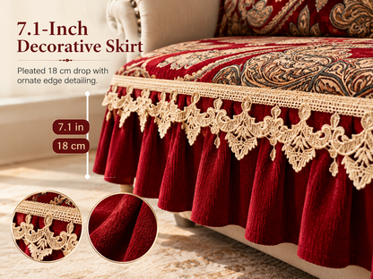 Jacquard Anti-Slip Sofa Protector with 18 cm Decorative Skirt