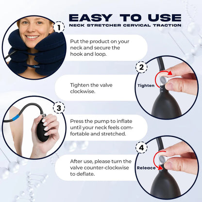 Inflatable Neck Traction Pillow with Adjustable Air Pump