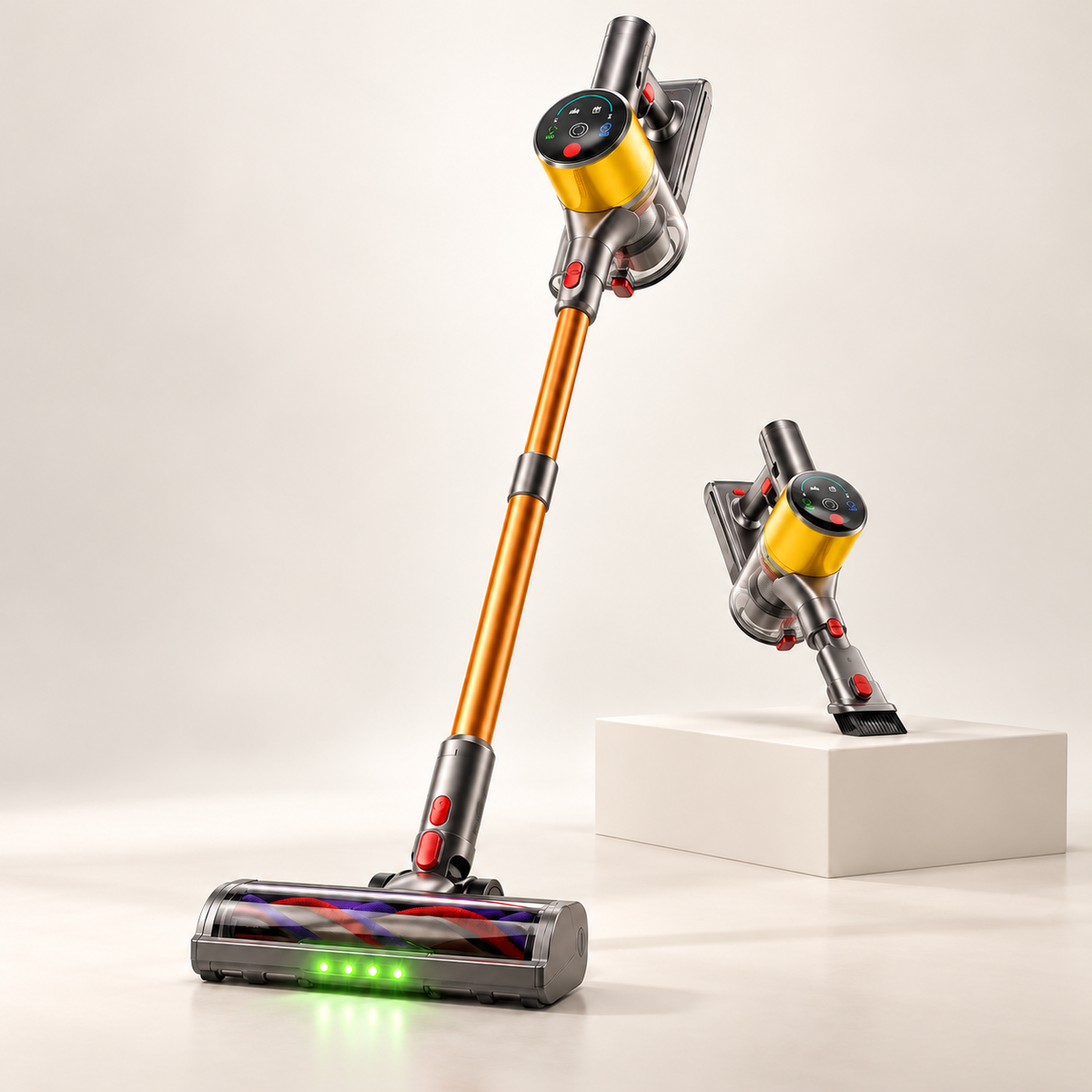 Cordless Stick Vacuum with LED Floor Head & Self-Standing Design (78 kPa)