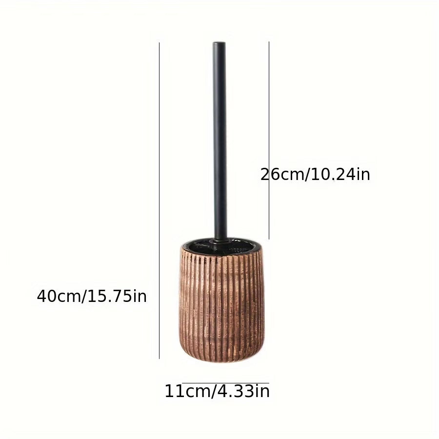Ceramic Toilet Brush Holder Set With Modern Ribbed Design