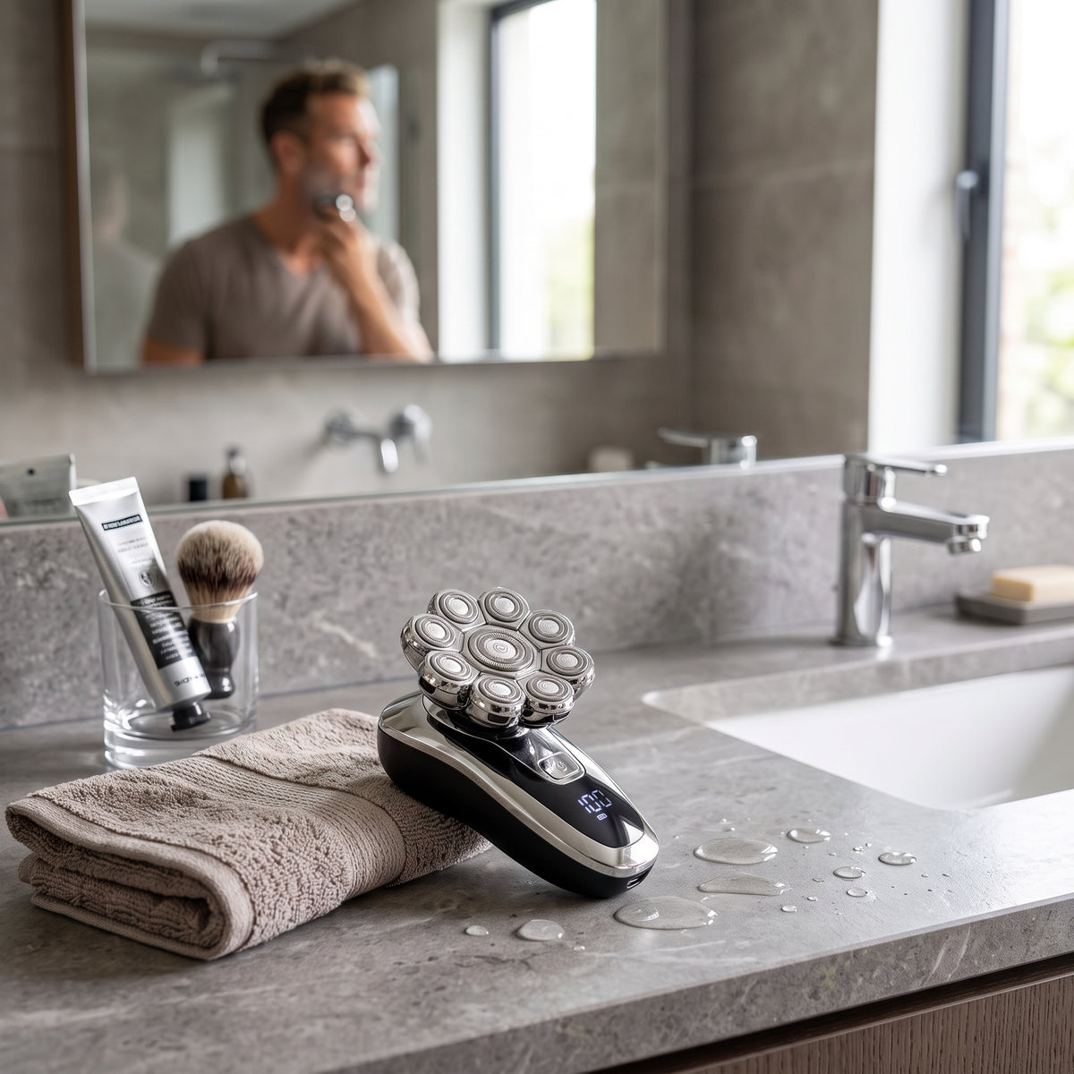 9-Head 5-in-1 Electric Head Shaver for Men - Wet & Dry Rotary Razor