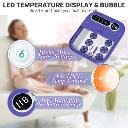Collapsible Heated Foot Spa Bath With Temperature Control & Massage Rollers