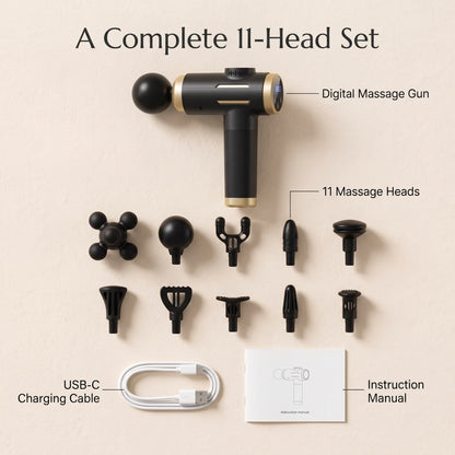 99-Level Digital Massage Gun with 11 Interchangeable Heads