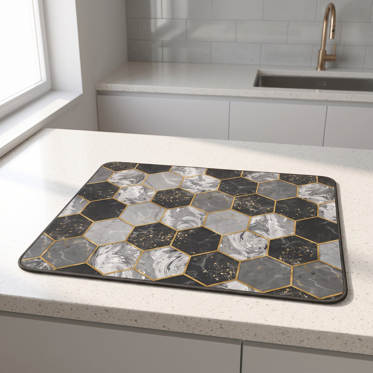 Absorbent Kitchen Drying Mat with Non-Slip Rubber Backing