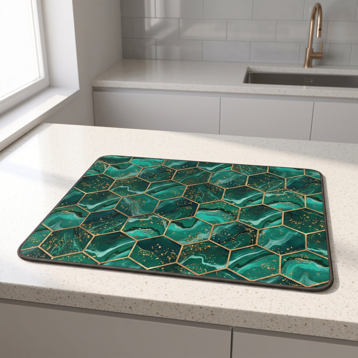 Absorbent Kitchen Drying Mat with Non-Slip Rubber Backing