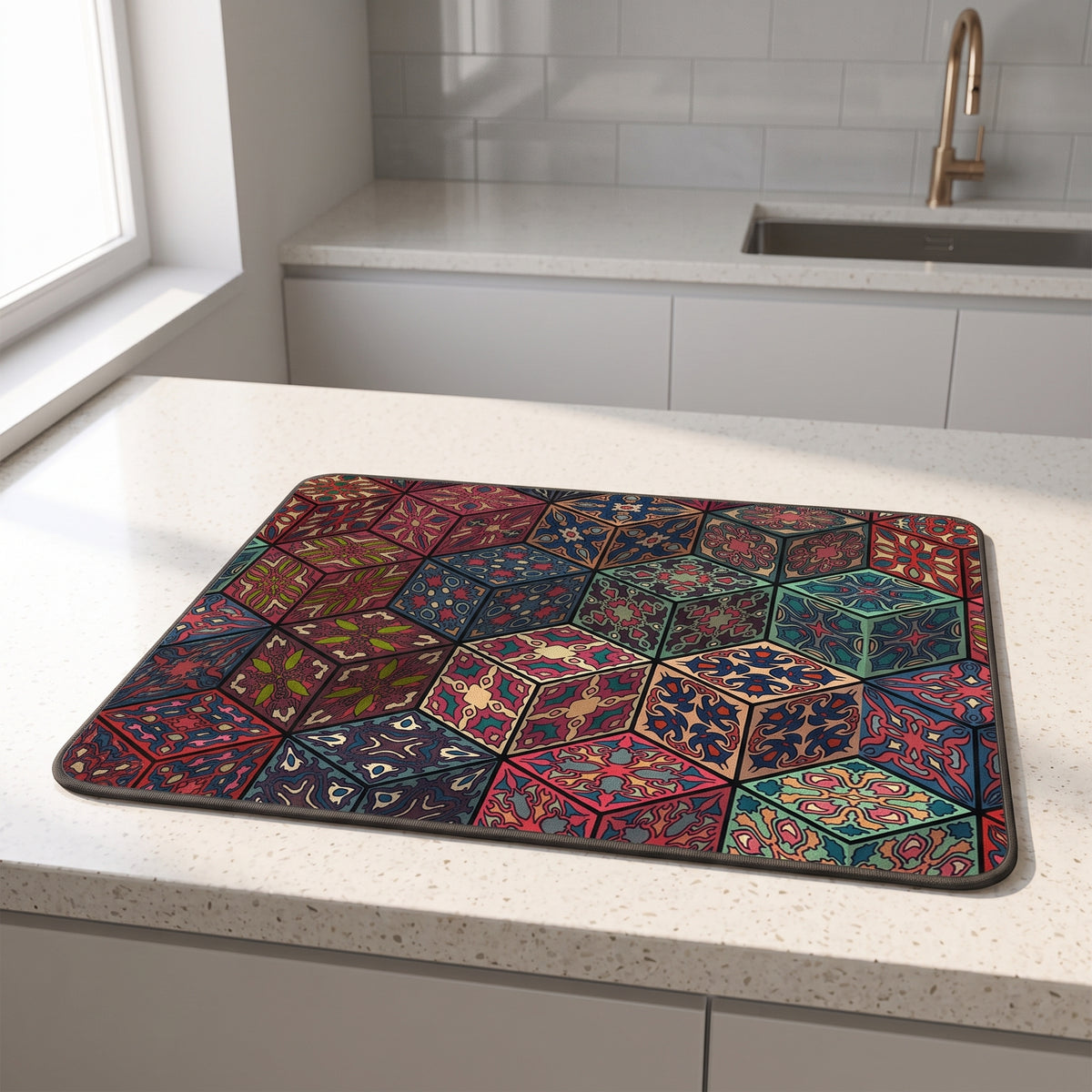 Absorbent Kitchen Drying Mat with Non-Slip Rubber Backing