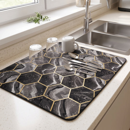 Absorbent Kitchen Drying Mat with Non-Slip Rubber Backing