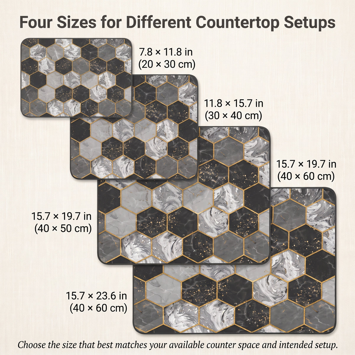 Absorbent Kitchen Drying Mat with Non-Slip Rubber Backing