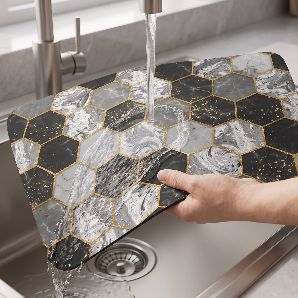 Absorbent Kitchen Drying Mat with Non-Slip Rubber Backing