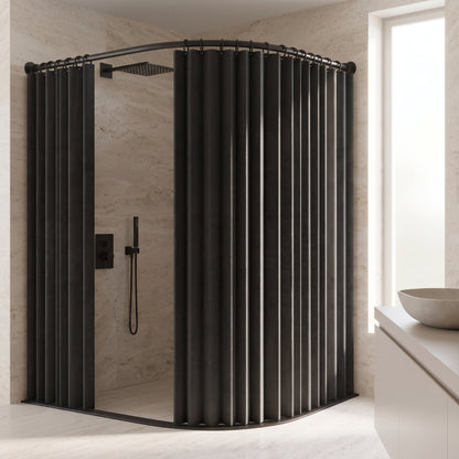 Accordion-Fold Polyester Shower Curtain & Privacy Divider