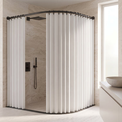 Accordion-Fold Polyester Shower Curtain & Privacy Divider