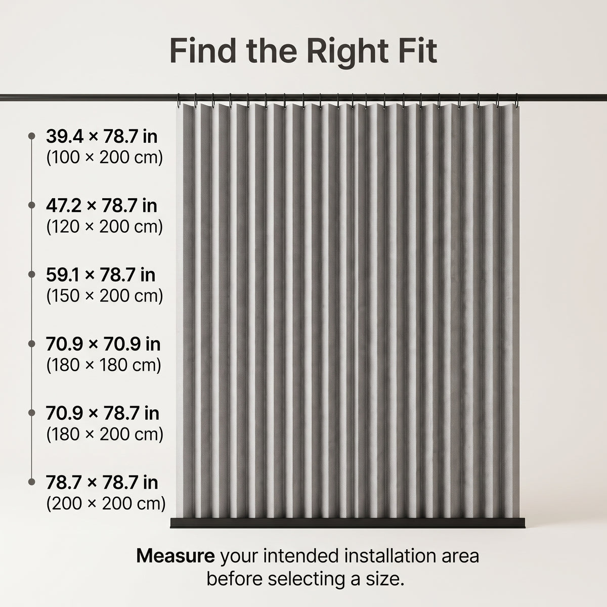 Accordion-Fold Polyester Shower Curtain & Privacy Divider
