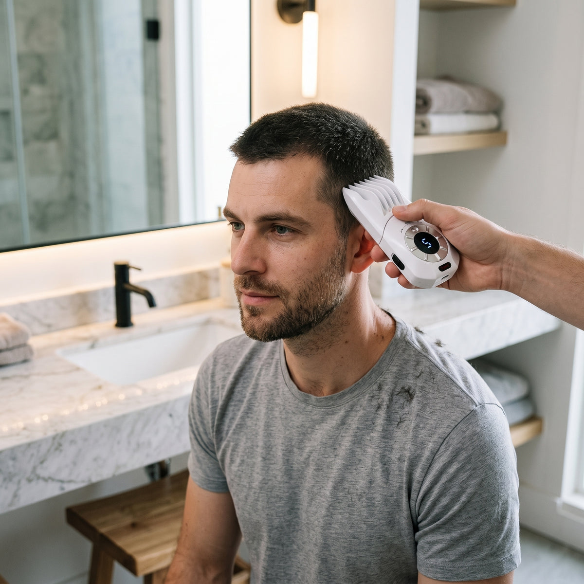 Adjustable Home Hair Clipper with LCD Display & Detachable Blade