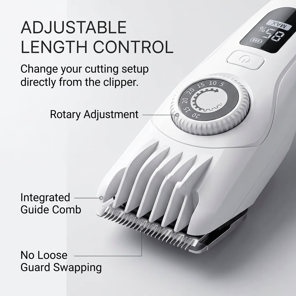 Adjustable Home Hair Clipper with LCD Display & Detachable Blade