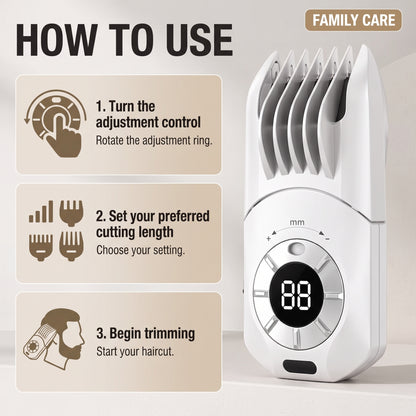 Adjustable Home Hair Clipper with LCD Display & Detachable Blade