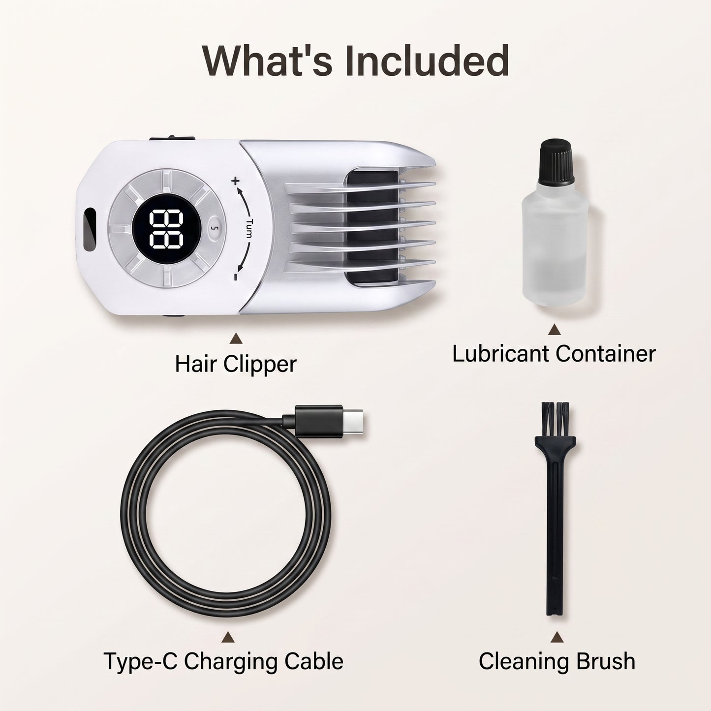 Adjustable Home Hair Clipper with LCD Display & Detachable Blade