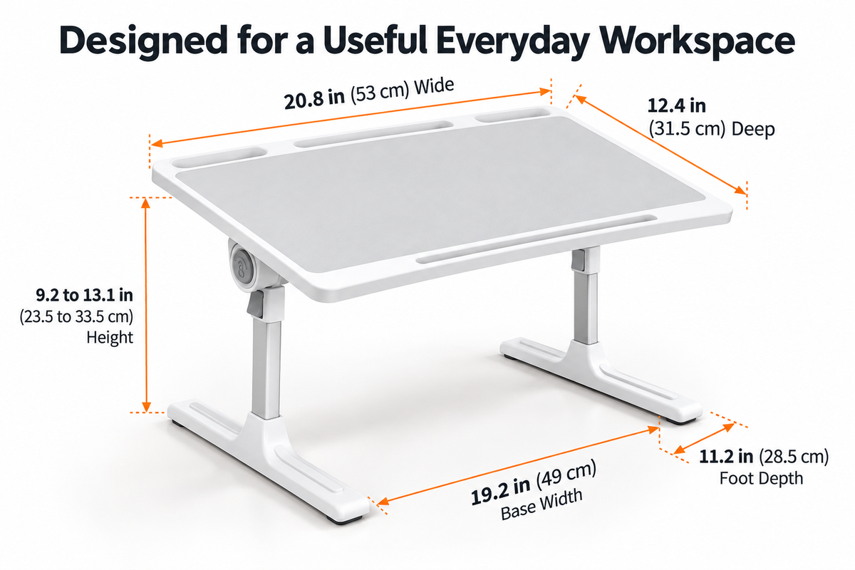 Height-Adjustable Folding Car Seat Tray Desk with Tilt Surface