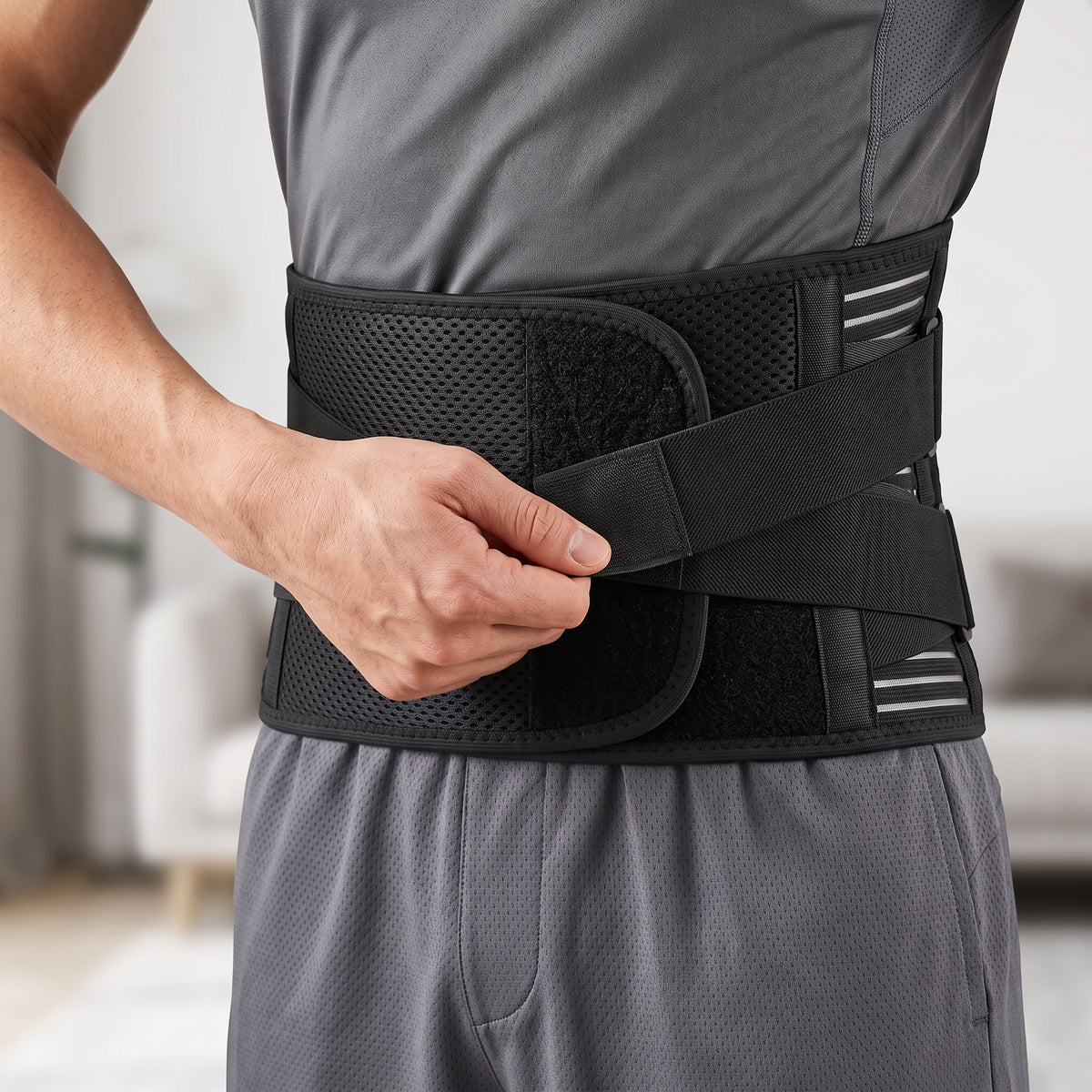 Adjustable Lumbar Support Belt with Dual Compression Straps