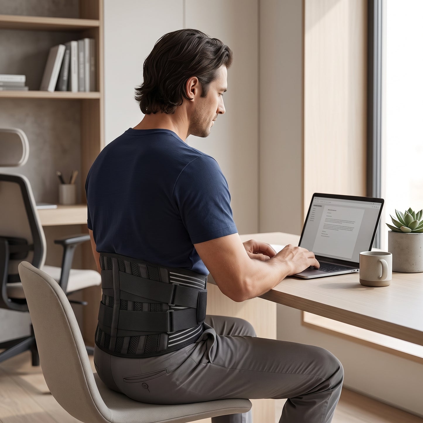 Adjustable Lumbar Support Belt with Dual Compression Straps