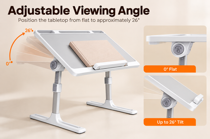 Height-Adjustable Folding Car Seat Tray Desk with Tilt Surface