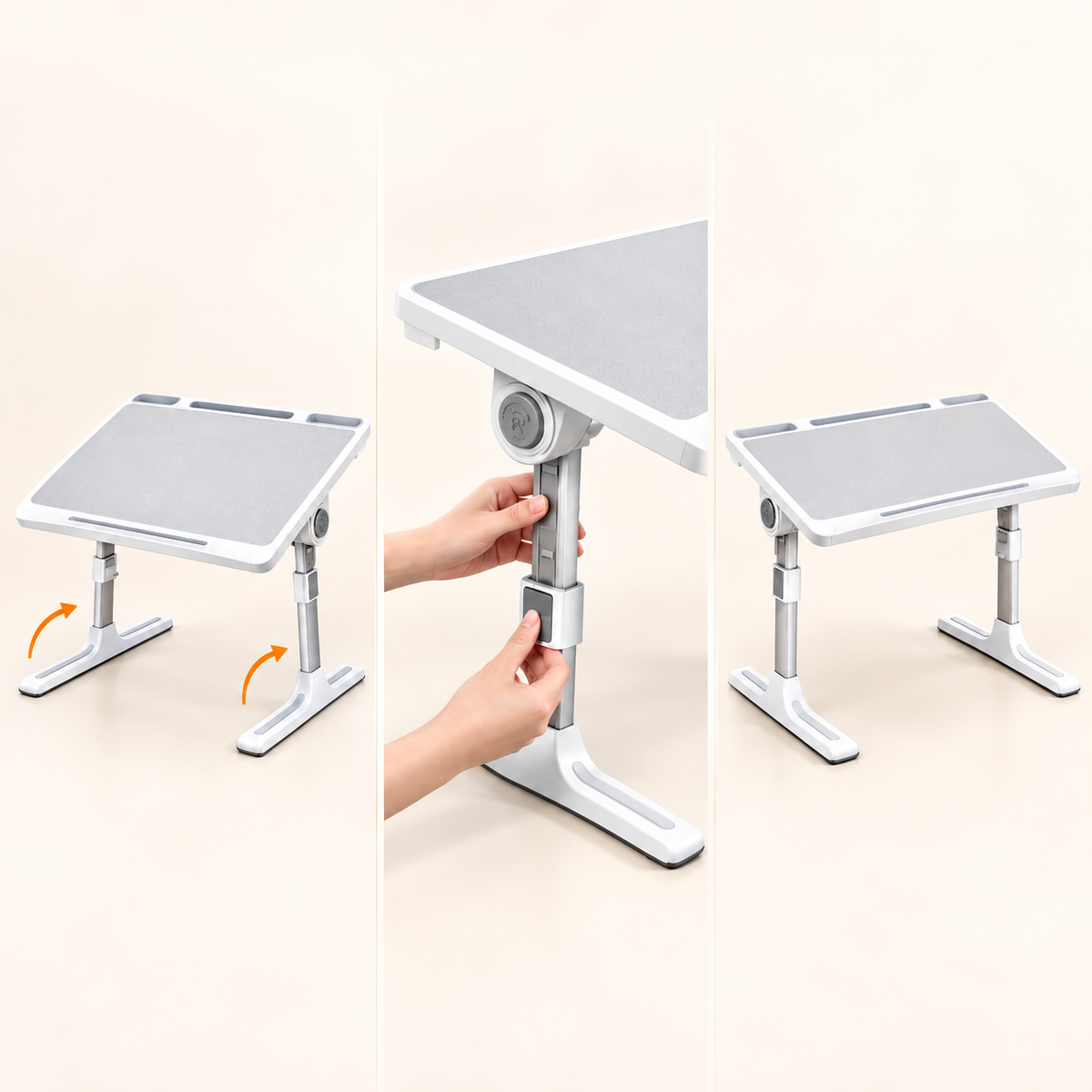 Height-Adjustable Folding Car Seat Tray Desk with Tilt Surface