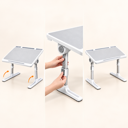 Height-Adjustable Folding Car Seat Tray Desk with Tilt Surface