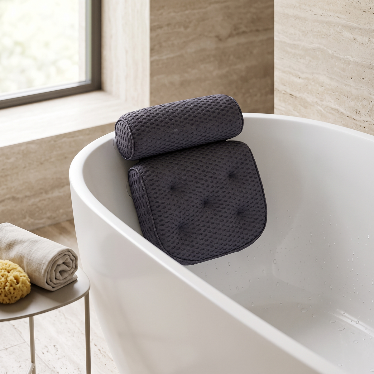 Air Mesh Bathtub Pillow with Neck & Back Support