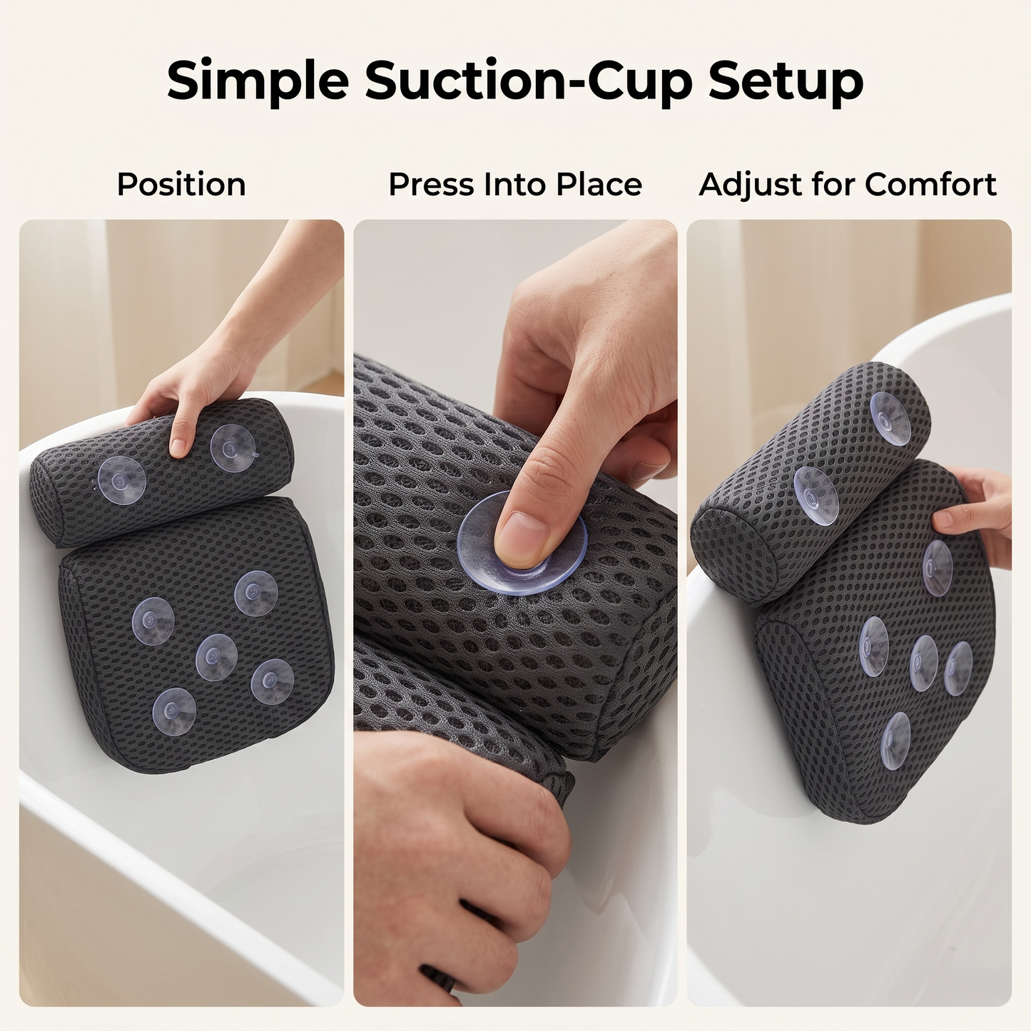 Air Mesh Bathtub Pillow with Neck & Back Support