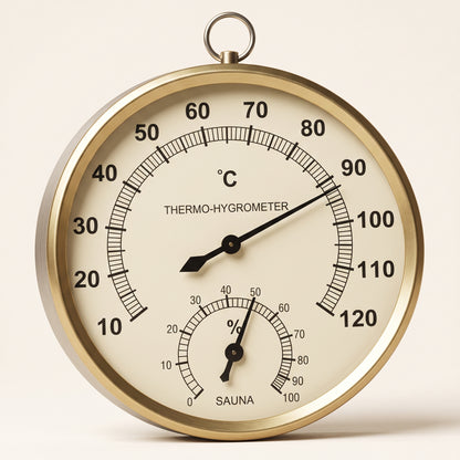 Analog Sauna Thermometer & Hygrometer with Dual Measurement Dial
