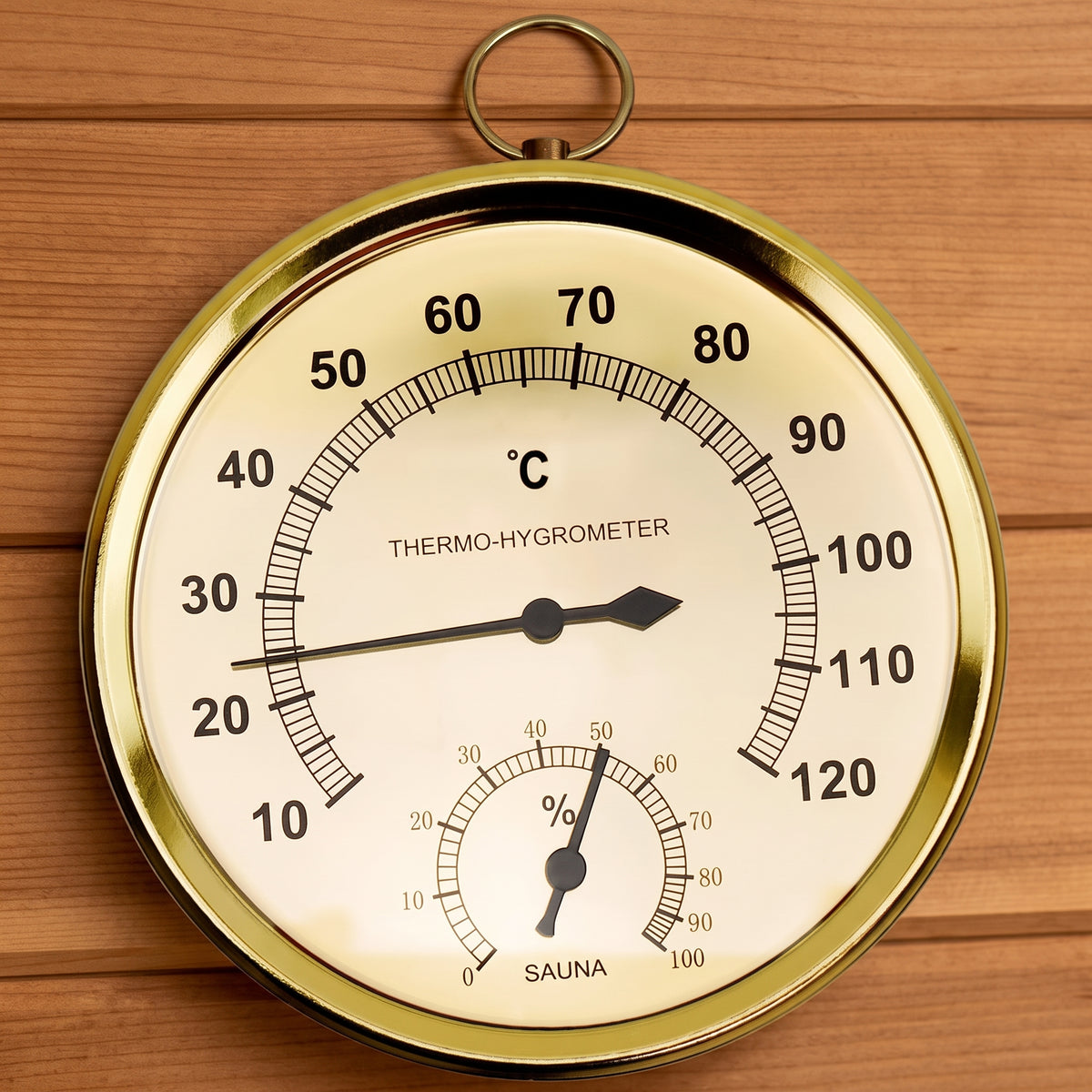 Analog Sauna Thermometer & Hygrometer with Dual Measurement Dial