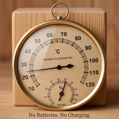 Analog Sauna Thermometer & Hygrometer with Dual Measurement Dial