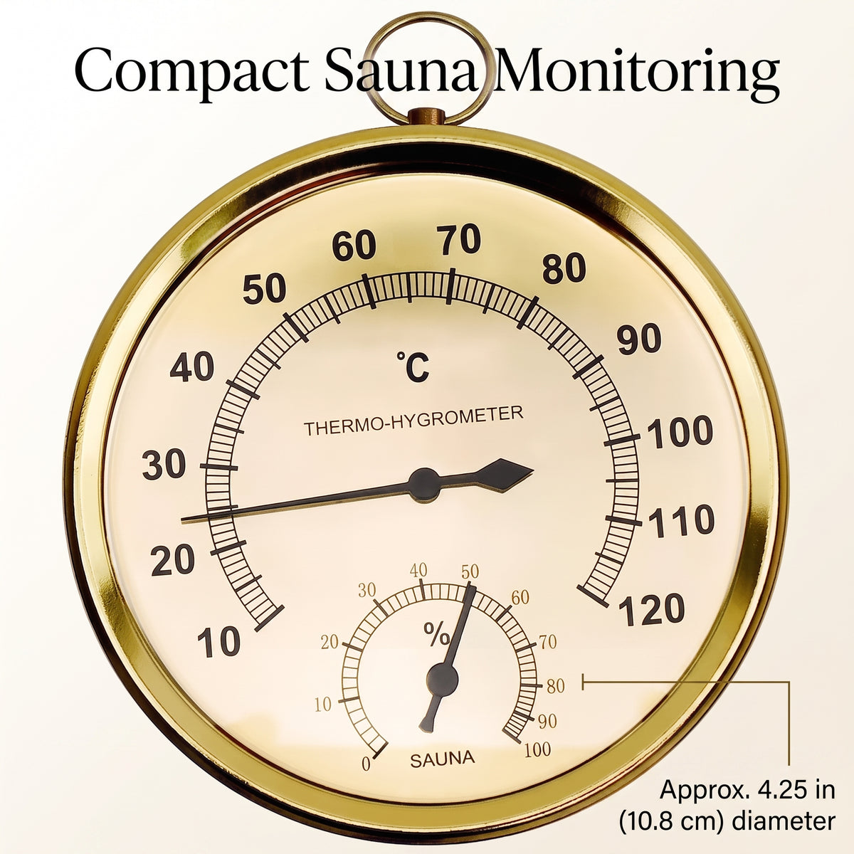 Analog Sauna Thermometer & Hygrometer with Dual Measurement Dial