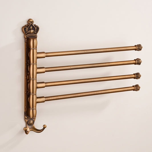 Antique Bronze Swivel Multi-Arm Wall Towel Rack with Hook