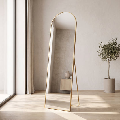 Arched Full-Length Floor Mirror with Slim Aluminum Alloy Frame