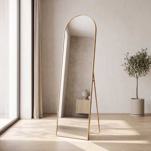 Arched Full-Length Floor Mirror with Slim Aluminum Alloy Frame