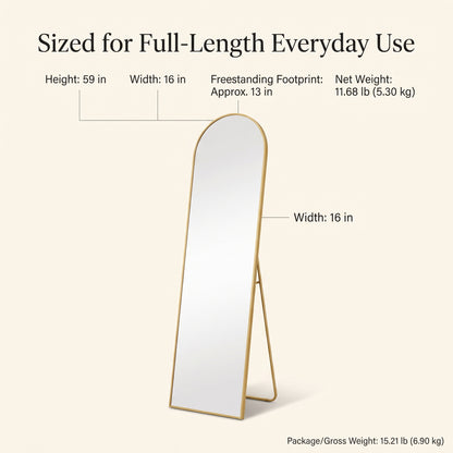 Arched Full-Length Floor Mirror with Slim Aluminum Alloy Frame