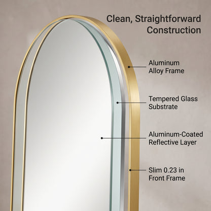 Arched Full-Length Floor Mirror with Slim Aluminum Alloy Frame