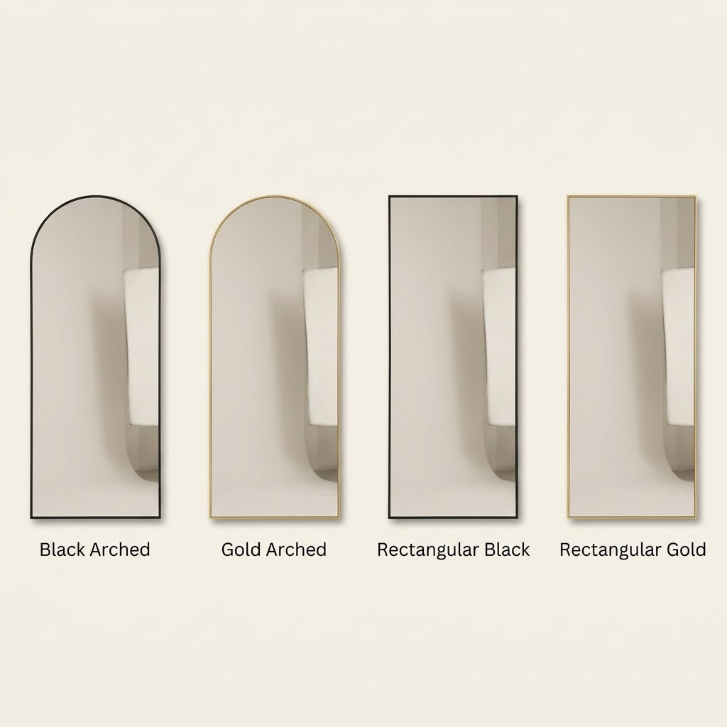 Arched Full-Length Floor Mirror with Slim Aluminum Alloy Frame