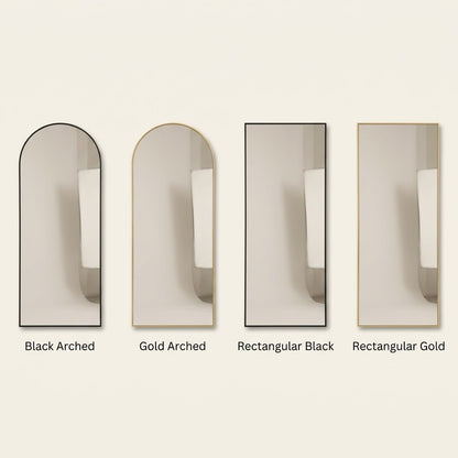 Arched Full-Length Floor Mirror with Slim Aluminum Alloy Frame